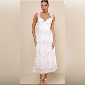 Lulu's White and Pink Floral Maxi Dress